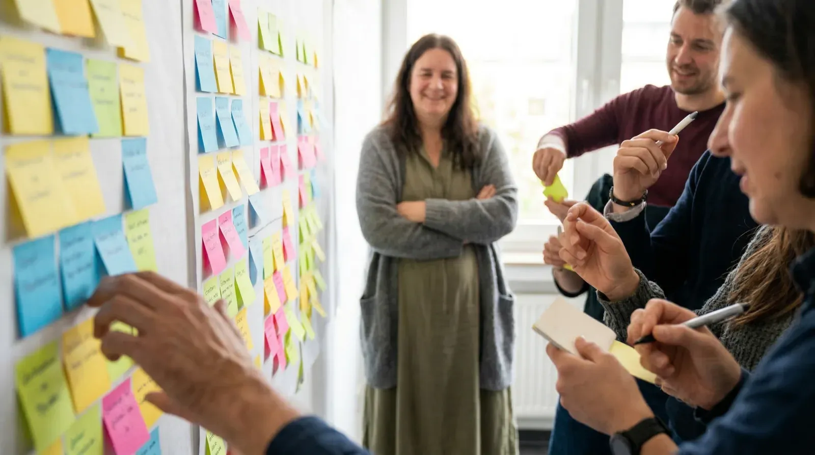Post-it-oefening tijdens een teamworkshop